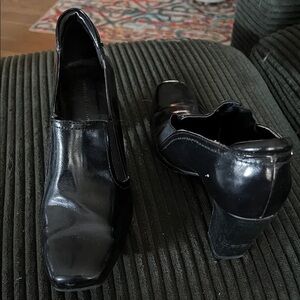 Etienne Aigner Glossy Black Block Heels